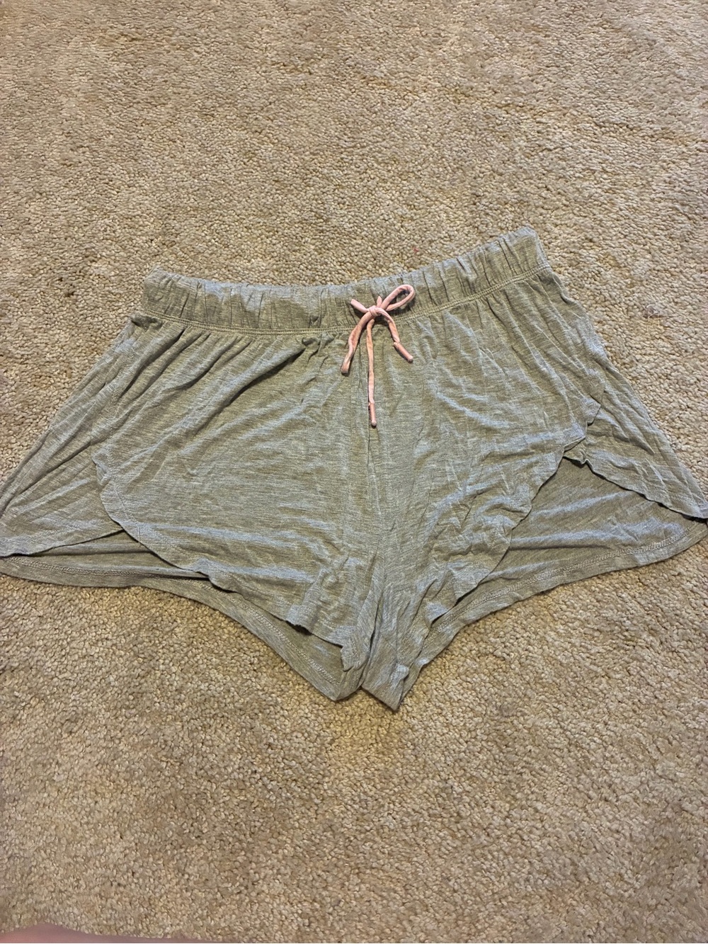 Women's Gray Lounge Shorts with Pink Drawstring